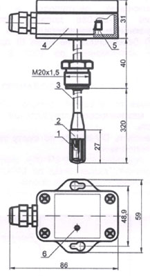 Рис.1. Габаритный чертеж преобразователя DV-UT-08a-SHT-320-Z
