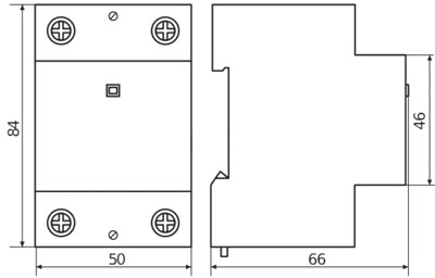 Рис.1. Схема габаритных РН-32А размеров реле контроля напряжения