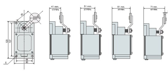Схема габаритных размеров выключателя ВК-200