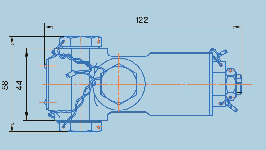 Схема габаритных размеров клапана КП-6