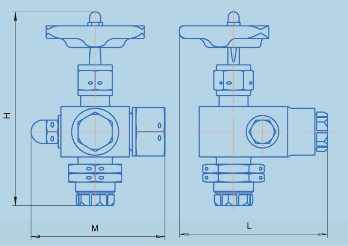 Схема габаритных размеров клапана ДК-4-1