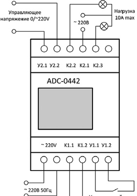 Схема подключения таймера ADC-0442
