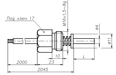 Габаритный чертеж преобразователей термоэлектрических ТХК-1190В